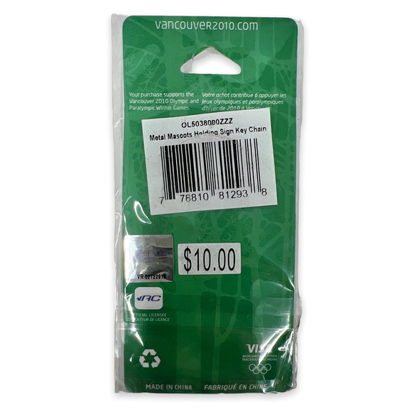 Vancouver 2010 Olympics Official Licensed Keychain Mascots Go Canada Go Sign - Picture 5 of 6